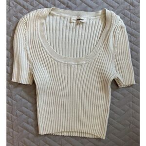 Hello Margot- Cream Ribbed Knit Top- Size Medium